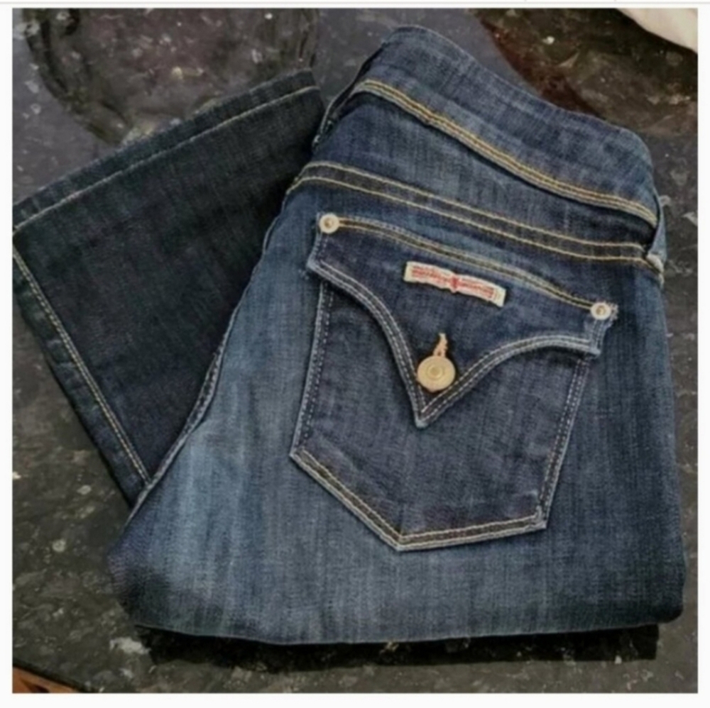 Hudson Signature Bootcut Low-rise Dark Wash Double button Womens SZ 27 EUC - Picture 4 of 7